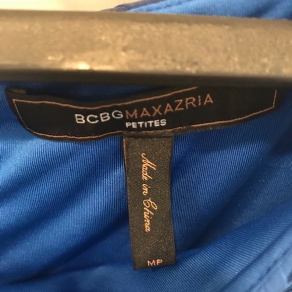 BCBGmaxazria blue ruched color block dress - Picture 2 of 4